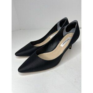 Nina 60 Black Satin Mid-heel Classic Pumps 9.5 Wide